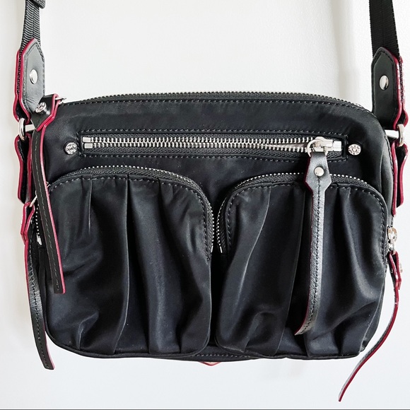 MZ Wallace Handbags - Like New MZ Wallace Black Crossbody Bag with Red Trim -